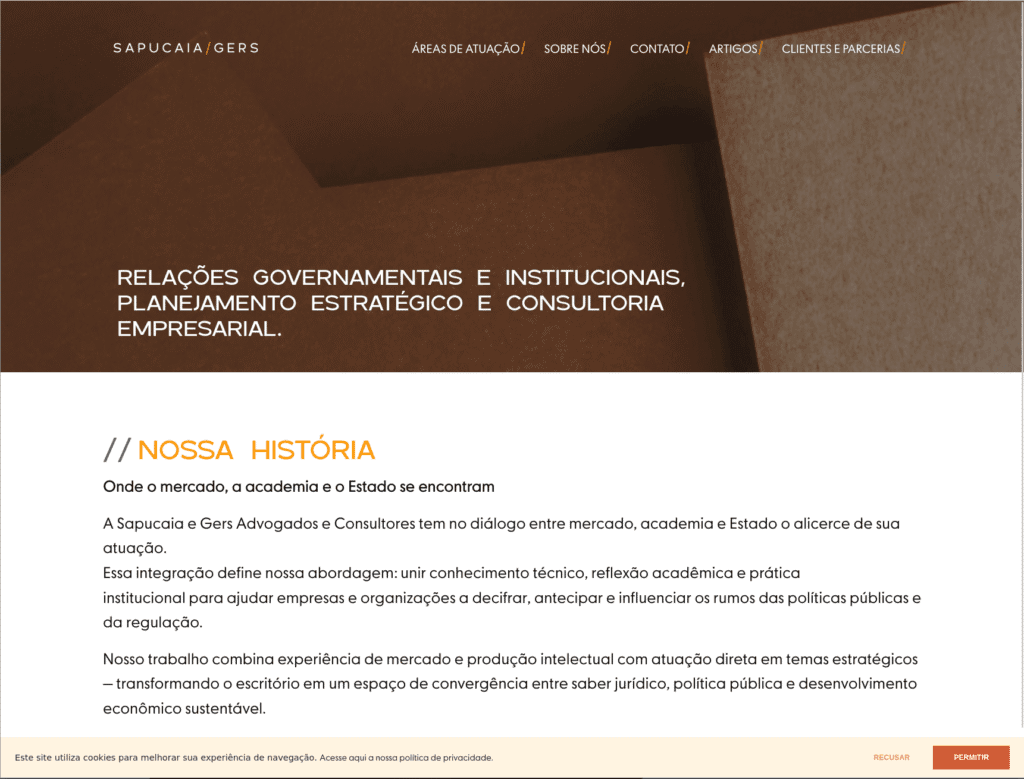 Tela de site https://sapucaiaegers.com.br/